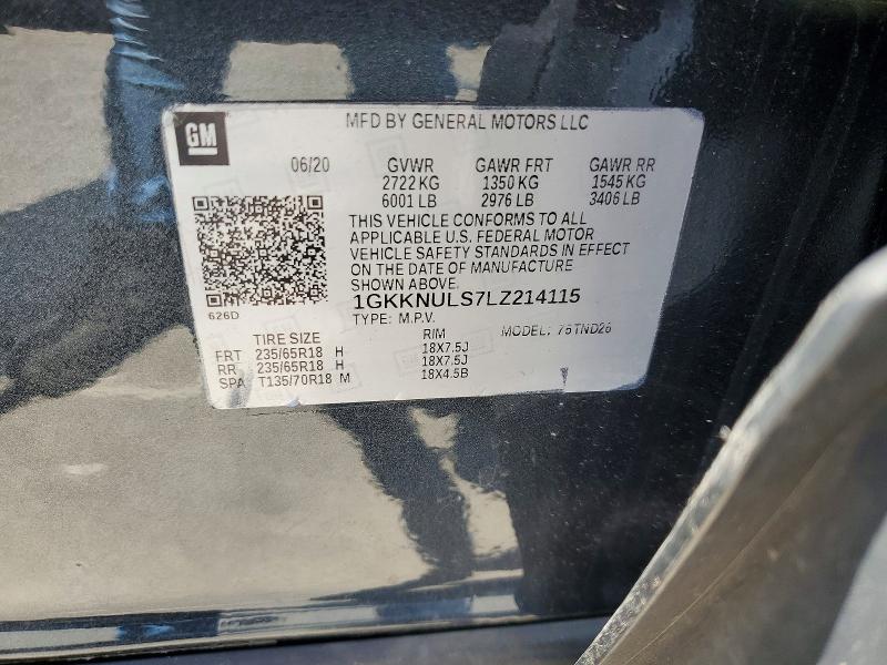 2020 Gmc Acadia მანქანა იყიდება აუქციონზე, vin: 1GKKNULS7LZ214115, აუქციონის ნომერი: 55193706