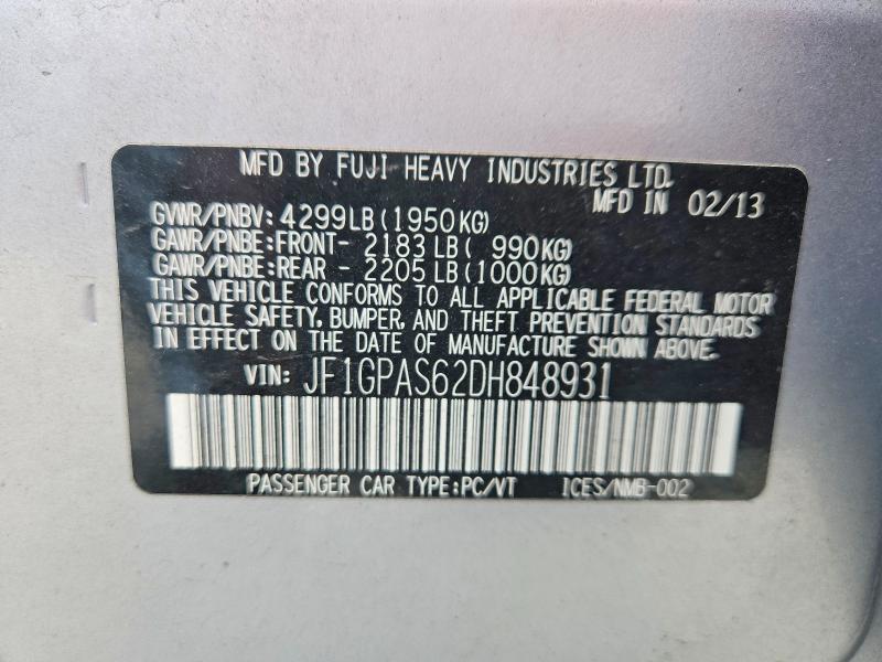Продажа на аукционе авто 2013 Subaru Impreza, vin: JF1GPAS62DH848931, номер лота: 54366216