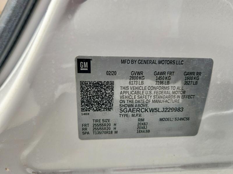 Auction sale of the 2020 Buick Enclave, vin: 5GAERCKW5LJ229983, lot number: 53210686