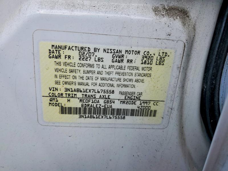 Aukcja sprzedaży 2007 Nissan Sentra, vin: 3N1AB61EX7L675558, numer aukcji: 51843896