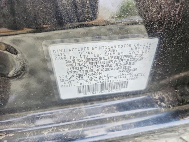 54111316 :رقم المزاد ، 3N1CN8FV6NL840944 vin ، 2022 Nissan Versa مزاد بيع