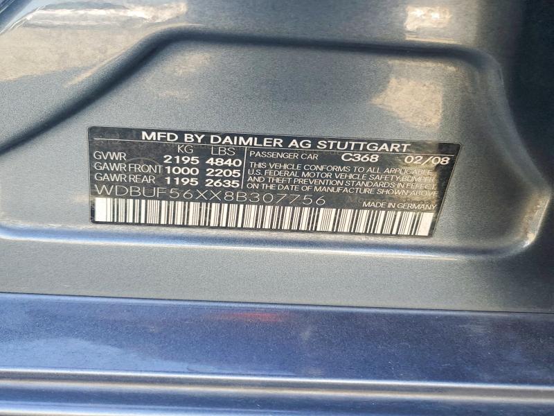 Aukcja sprzedaży 2008 Mercedes-benz E, vin: WDBUF56XX8B307756, numer aukcji: 54022376