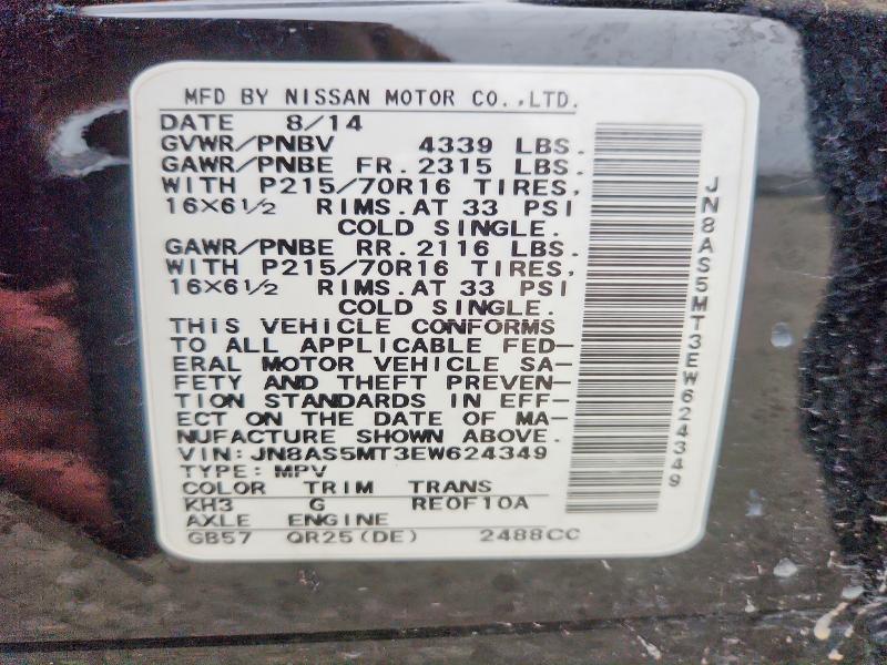 Aukcja sprzedaży 2014 Nissan Rogue Select, vin: JN8AS5MT3EW624349, numer aukcji: 53910926