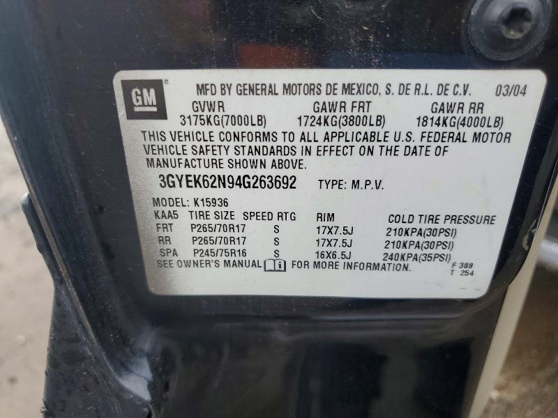 Продаж на аукціоні авто 2004 Cadillac Escalade, vin: 3GYEK62N94G263692, номер лоту: 53701356
