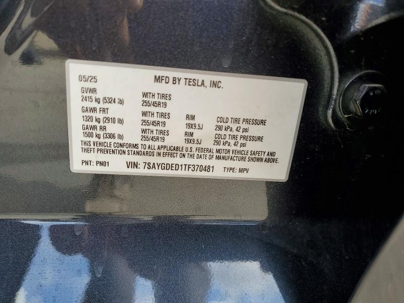 Aukcja sprzedaży 2026 Tesla Model Y, vin: 7SAYGDED1TF370481, numer aukcji: 52569396