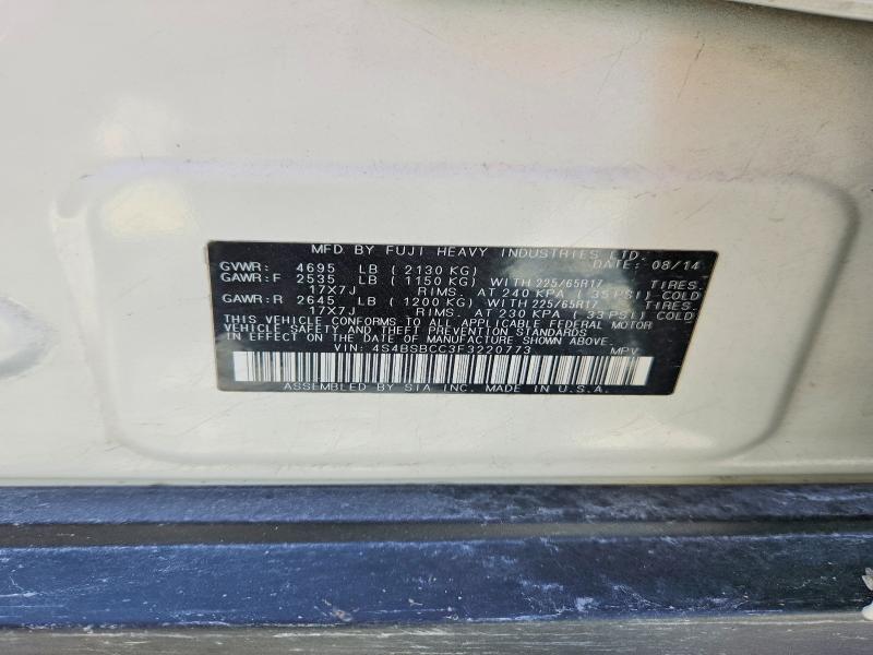 2015 Subaru Outback მანქანა იყიდება აუქციონზე, vin: 4S4BSBCC3F3220773, აუქციონის ნომერი: 53054446