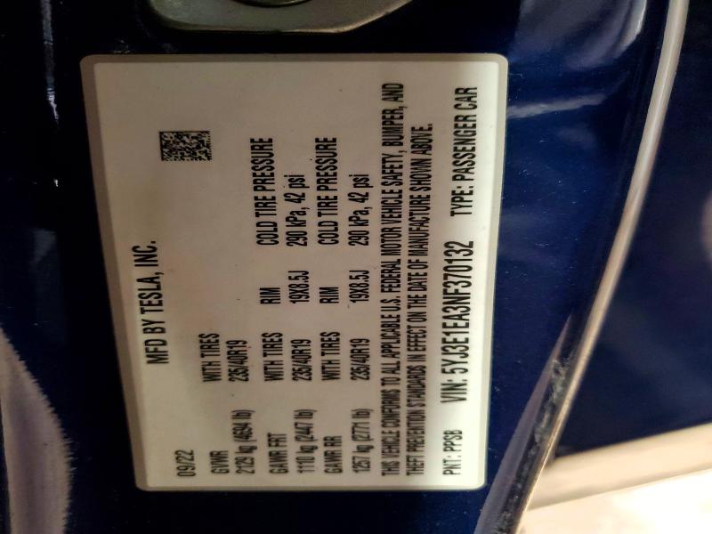 Aukcja sprzedaży 2022 Tesla Model 3, vin: 5YJ3E1EA3NF370132, numer aukcji: 54217976