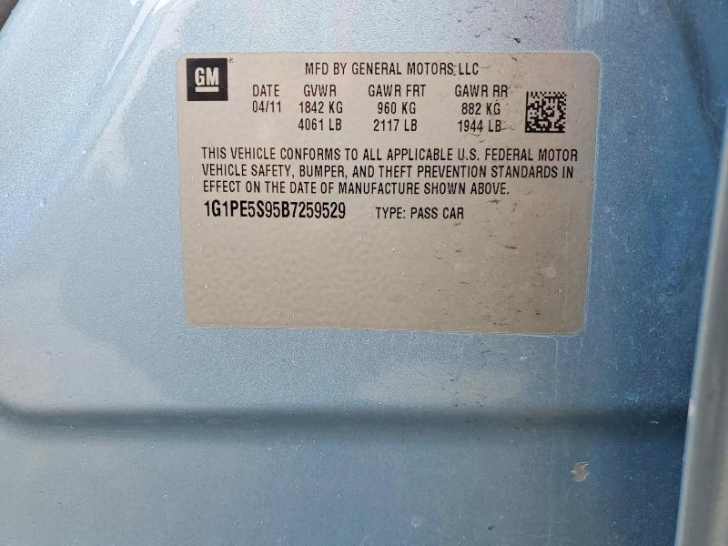 Продаж на аукціоні авто 2011 Chevrolet Cruze, vin: 1G1PE5S95B7259529, номер лоту: 54518026
