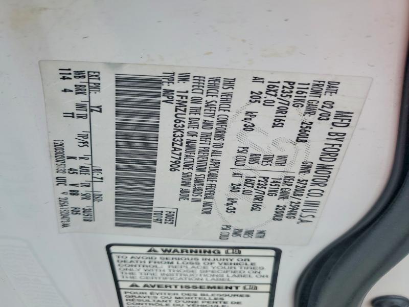 2003 Ford Explorer მანქანა იყიდება აუქციონზე, vin: 1FMZU63K33ZA77906, აუქციონის ნომერი: 52449226