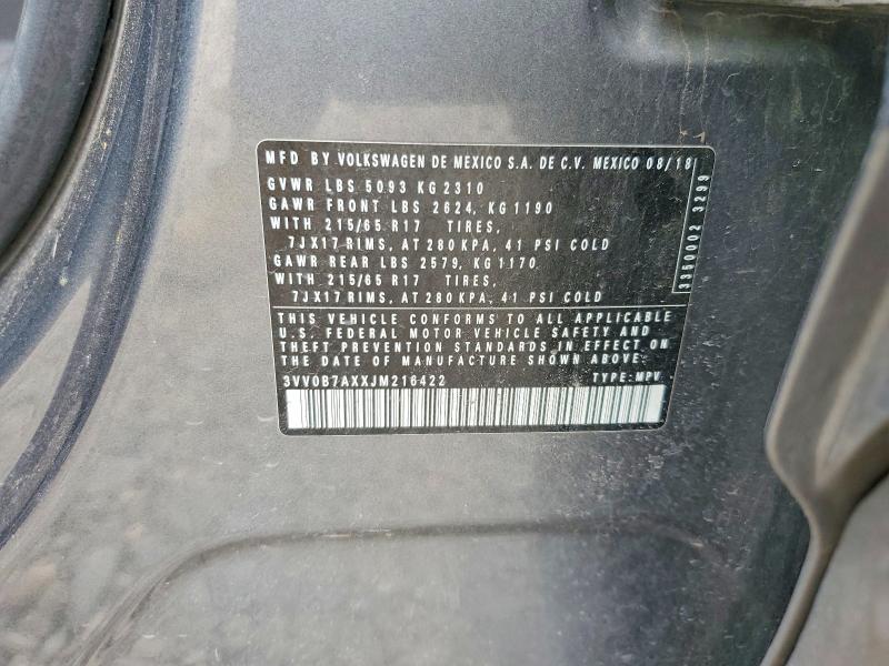Aukcja sprzedaży 2018 Volkswagen Tiguan, vin: 3VV0B7AXXJM216422, numer aukcji: 52331346