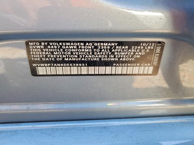 Продажа на аукционе авто 2013 Volkswagen Cc, vin: WVWBP7AN6DE538931, номер лота: 54087296