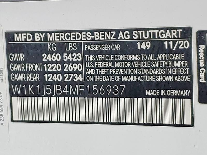 52320976 :رقم المزاد ، W1K1J5JB4MF156937 vin ، 2021 Mercedes-benz E مزاد بيع