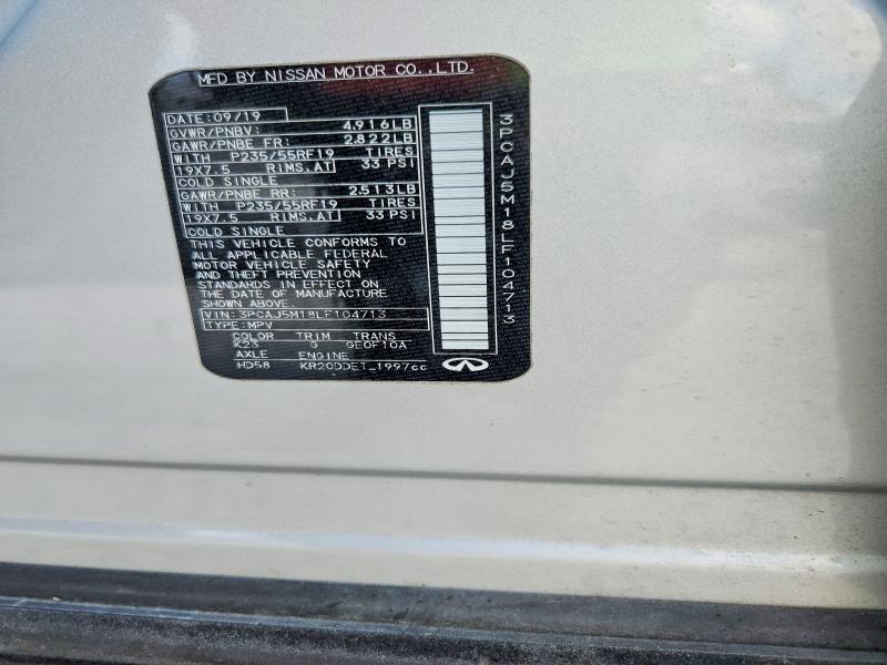 53526746 :رقم المزاد ، 3PCAJ5M18LF104713 vin ، 2020 Infiniti Qx50 مزاد بيع