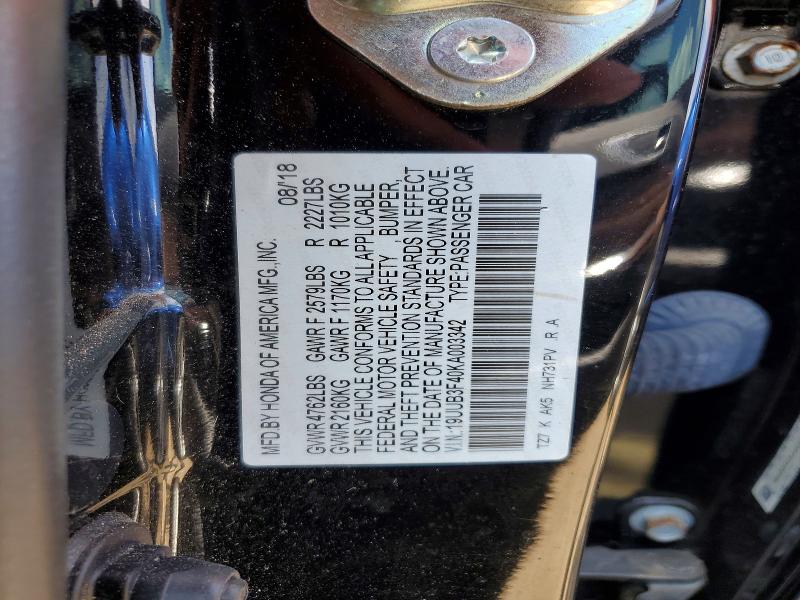 2019 Acura Tlx მანქანა იყიდება აუქციონზე, vin: 19UUB3F40KA003342, აუქციონის ნომერი: 52729506