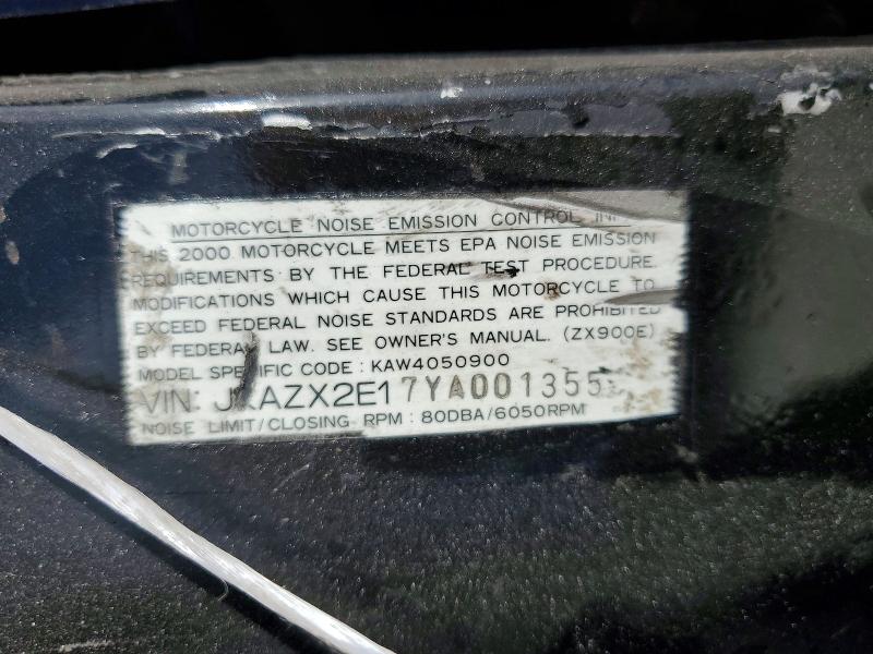 Продажа на аукционе авто 2000 Kawasaki Zx900, vin: JKAZX2E17YA001355, номер лота: 53357406