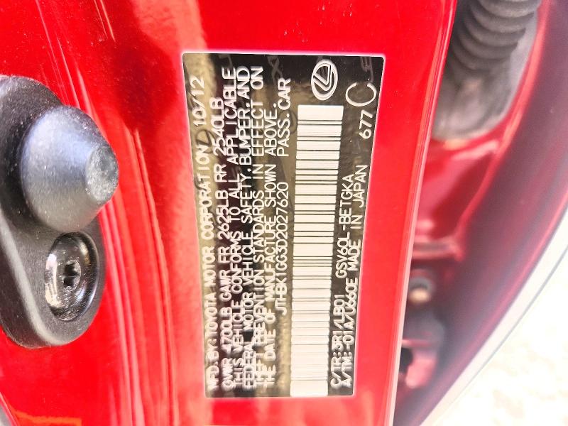 51421316 :رقم المزاد ، JTHBK1GG3D2027620 vin ، 2013 Lexus Es مزاد بيع