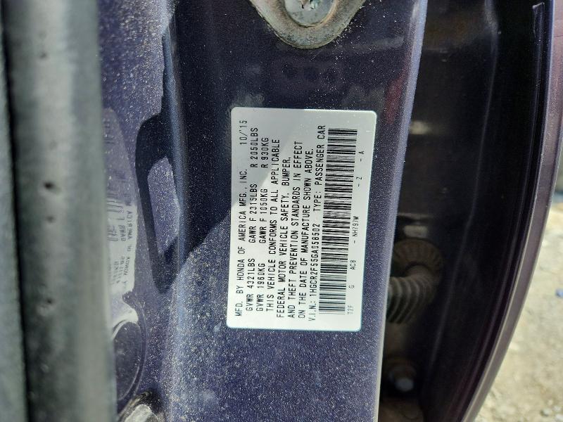 53937666 :رقم المزاد ، 1HGCR2F55GA058502 vin ، 2016 Honda Accord مزاد بيع