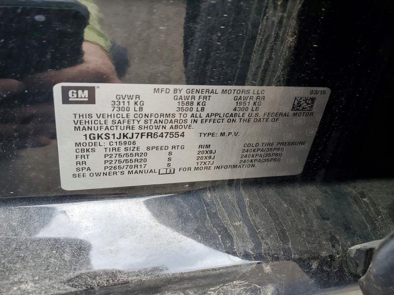 52531296 :رقم المزاد ، 1GKS1JKJ7FR647554 vin ، 2015 Gmc Yukon Xl مزاد بيع