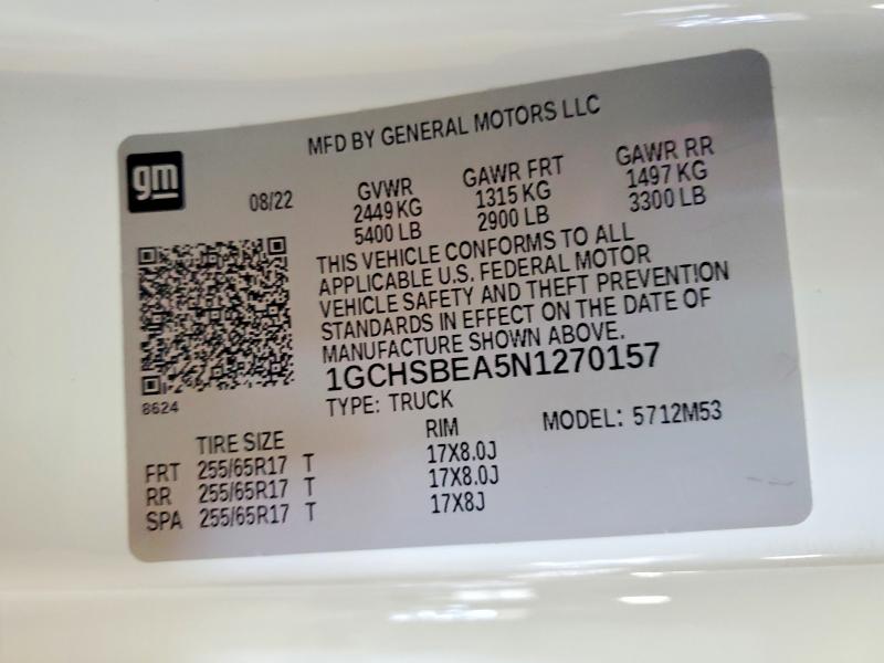 Продажа на аукционе авто 2022 Chevrolet Colorado, vin: 1GCHSBEA5N1270157, номер лота: 54456956
