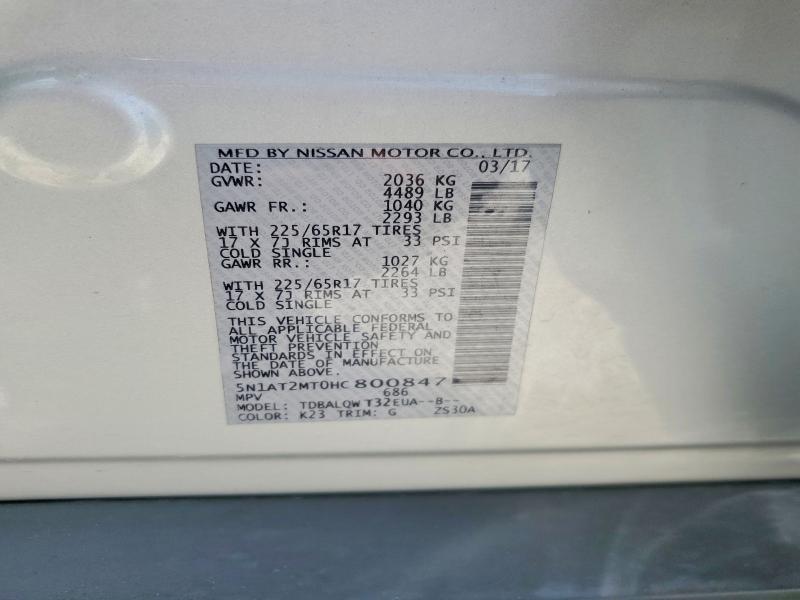 Aukcja sprzedaży 2017 Nissan Rogue, vin: 5N1AT2MT0HC800847, numer aukcji: 55692346