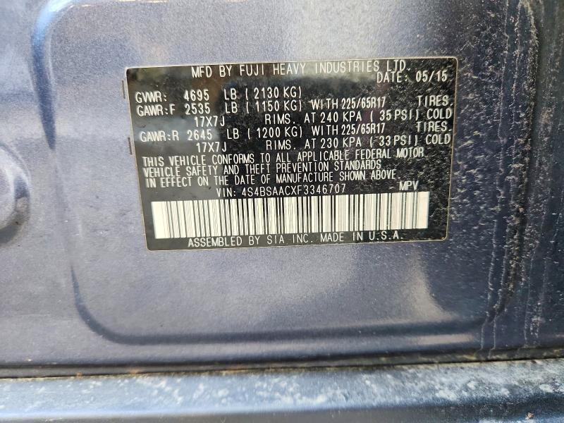Aukcja sprzedaży 2015 Subaru Outback, vin: 4S4BSAACXF3346707, numer aukcji: 54271556
