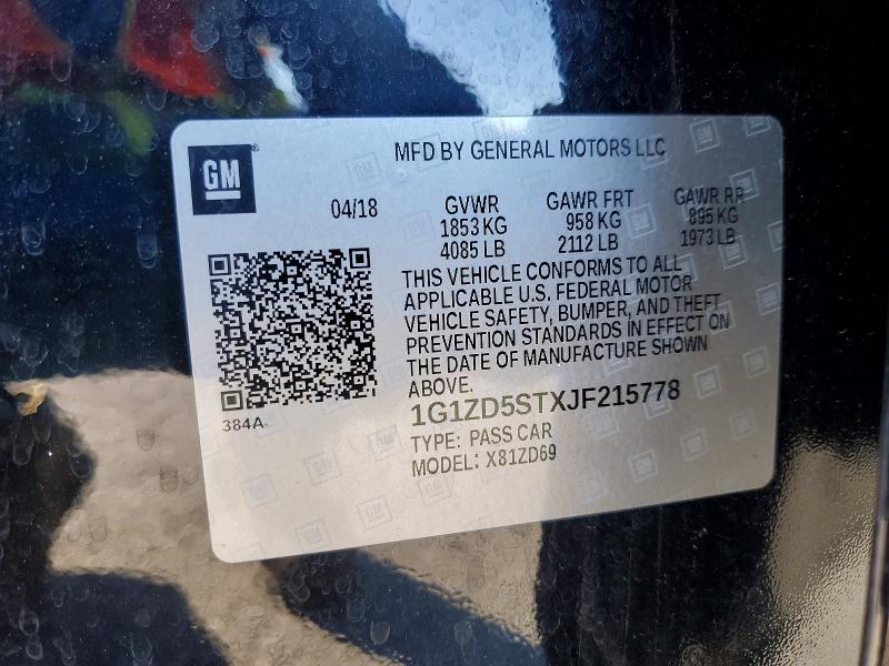 Aukcja sprzedaży 2018 Chevrolet Malibu, vin: 1G1ZD5STXJF215778, numer aukcji: 49641216