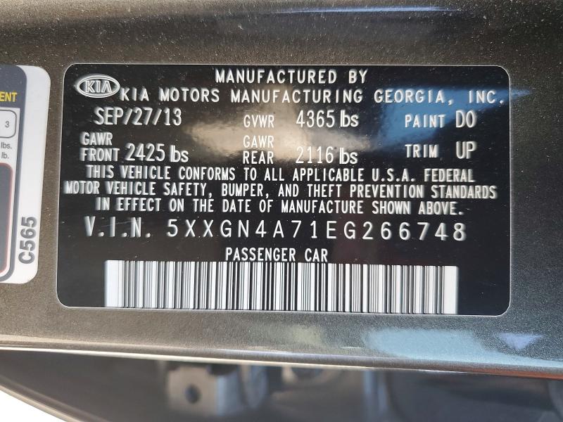 Aukcja sprzedaży 2014 Kia Optima, vin: 5XXGN4A71EG266748, numer aukcji: 52745836