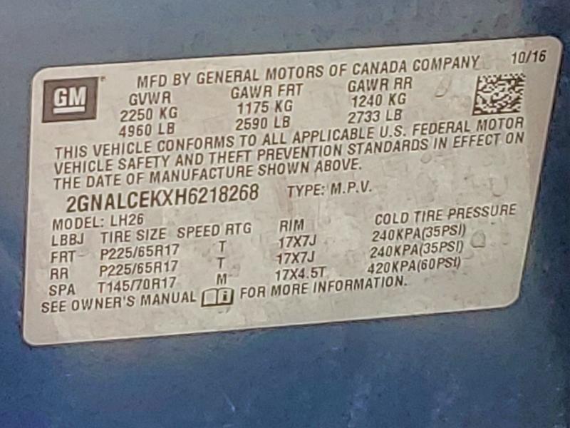 Продажа на аукционе авто 2017 Chevrolet Equinox, vin: 2GNALCEKXH6218268, номер лота: 51914506