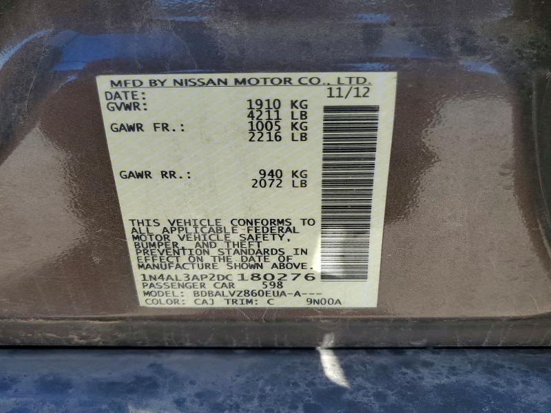 Aukcja sprzedaży 2013 Nissan Altima, vin: 1N4AL3AP2DC180276, numer aukcji: 52098526