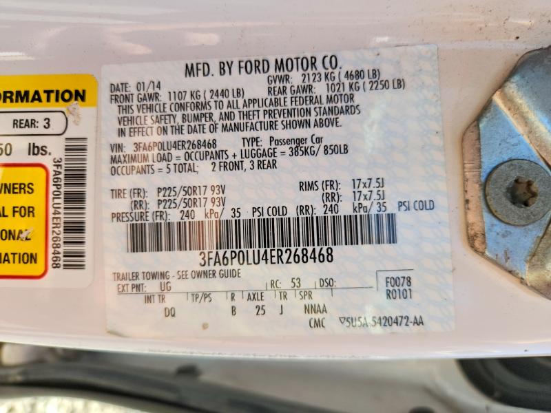 2014 Ford Fusion მანქანა იყიდება აუქციონზე, vin: 3FA6P0LU4ER268468, აუქციონის ნომერი: 54886296