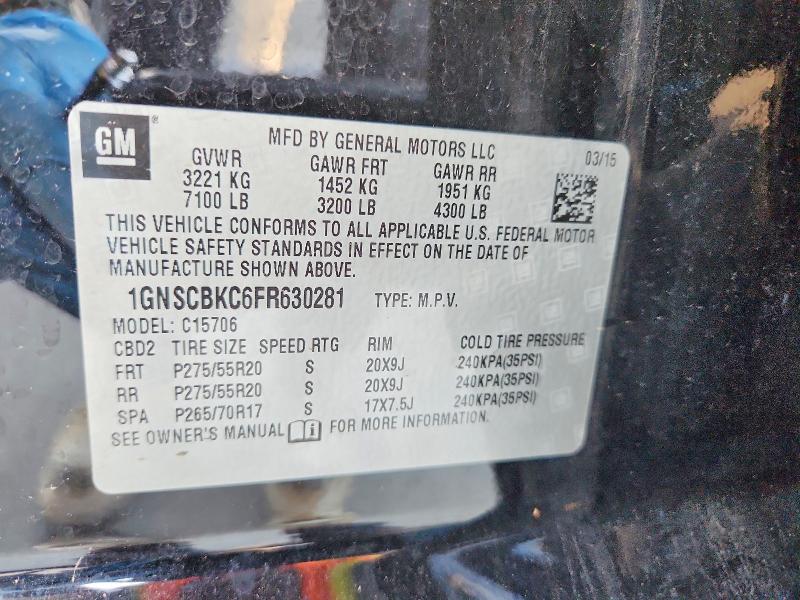 Aukcja sprzedaży 2015 Chevrolet Tahoe, vin: 1GNSCBKC6FR630281, numer aukcji: 53458776