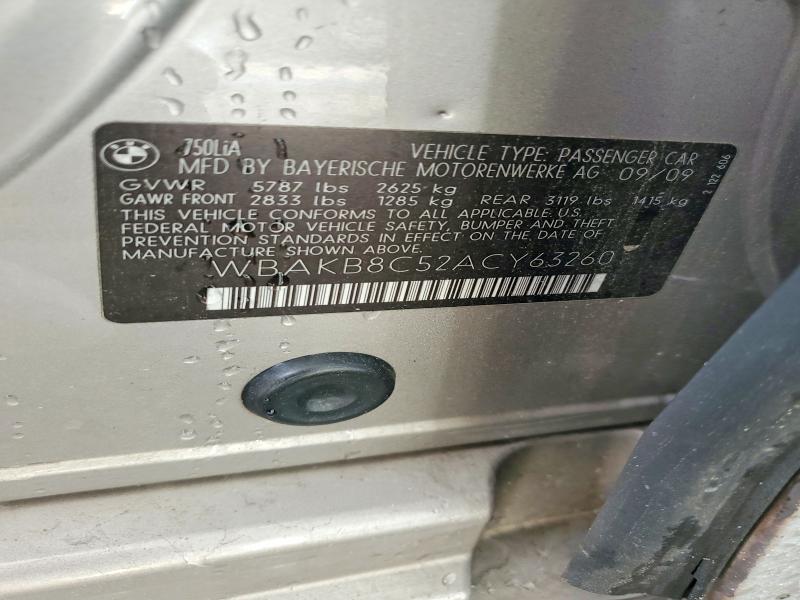 53602916 :رقم المزاد ، WBAKB8C52ACY63260 vin ، 2010 Bmw 750 مزاد بيع