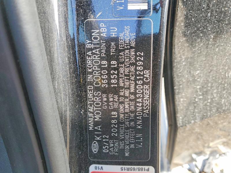 54277076 :رقم المزاد ، KNADN4A30D6128922 vin ، 2013 Kia Rio مزاد بيع