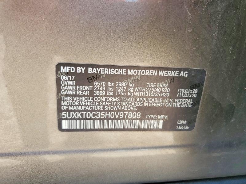 2017 Bmw X5 მანქანა იყიდება აუქციონზე, vin: 5UXKT0C35H0V97808, აუქციონის ნომერი: 52284466