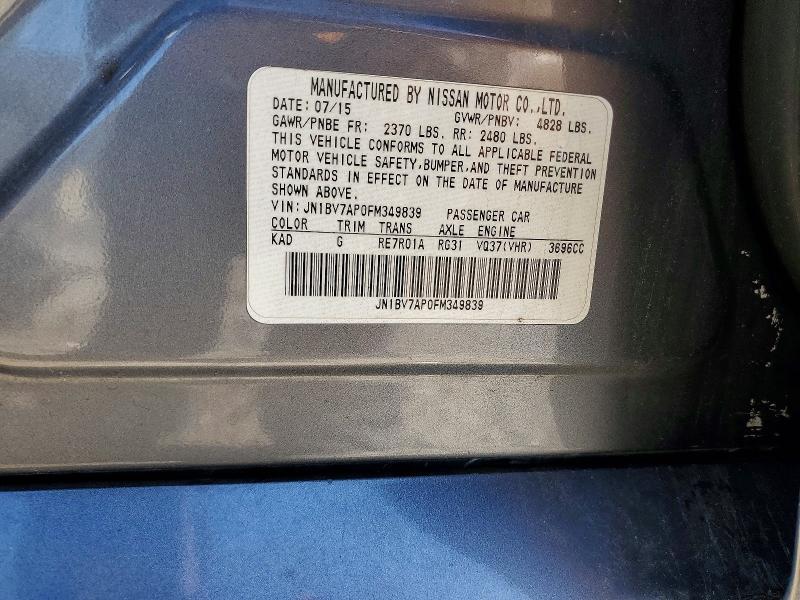 Aukcja sprzedaży 2015 Infiniti Q50, vin: JN1BV7AP0FM349839, numer aukcji: 52589836