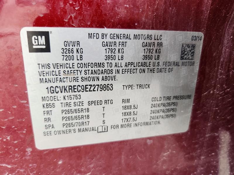Продажа на аукционе авто 2014 Chevrolet Silverado, vin: 1GCVKREC9EZ279863, номер лота: 54595636