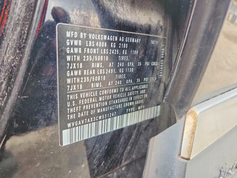 Продаж на аукціоні авто 2012 Volkswagen Tiguan, vin: WVGAV7AX3CW531247, номер лоту: 53526146