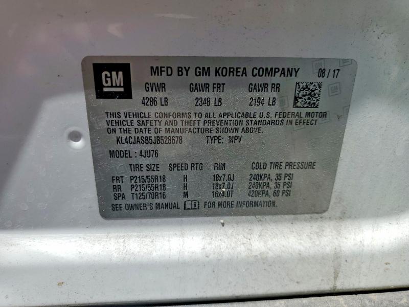 Aukcja sprzedaży 2018 Buick Encore, vin: KL4CJASB5JB528678, numer aukcji: 53400416