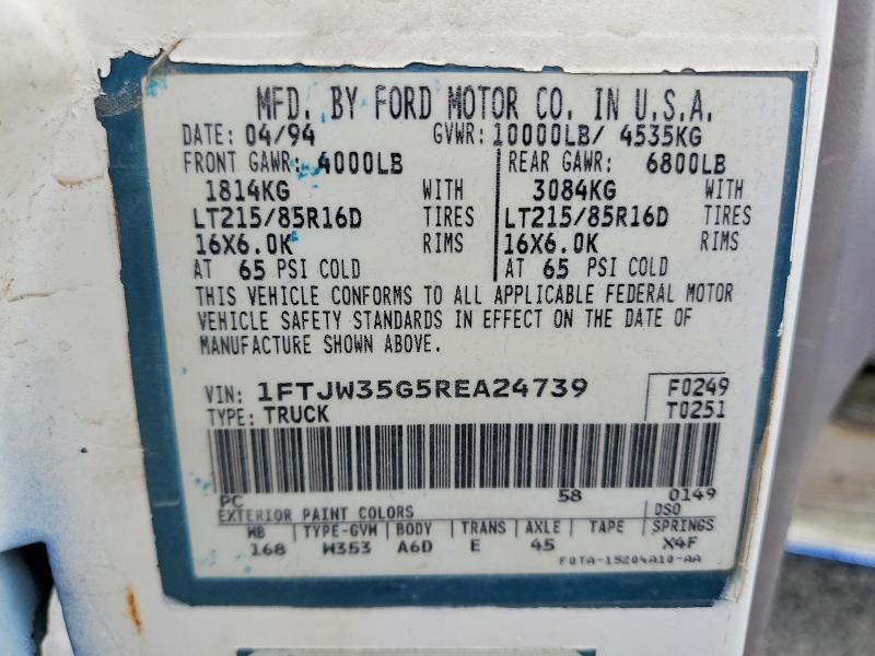 52154576 :رقم المزاد ، 1FTJW35G5REA24739 vin ، 1994 Ford F350 مزاد بيع