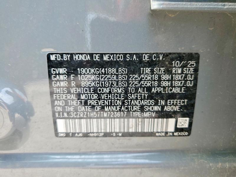 Aukcja sprzedaży 2026 Honda Hr-v, vin: 3CZRZ1H57TM723617, numer aukcji: 55043576