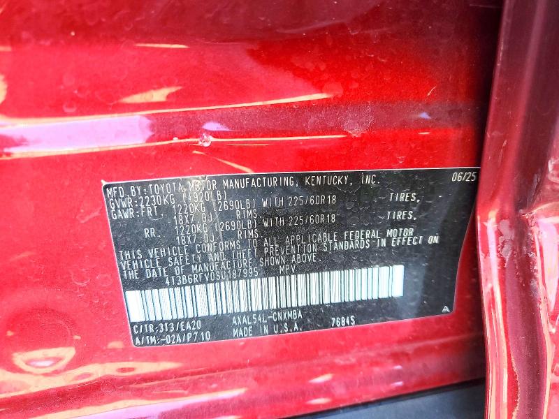 53541716 :رقم المزاد ، 4T3B6RFV0SU187995 vin ، 2025 Toyota Rav4 مزاد بيع