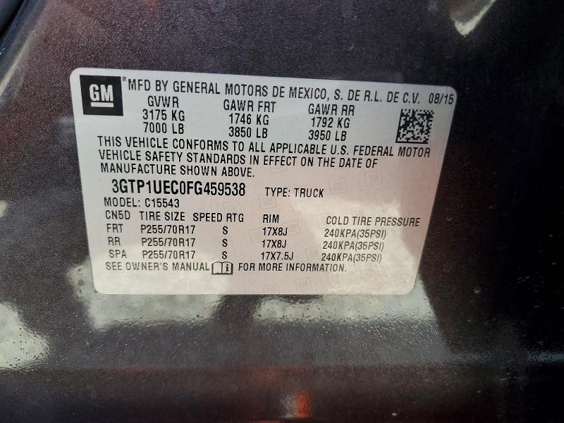 2015 Gmc Sierra მანქანა იყიდება აუქციონზე, vin: 3GTP1UEC0FG459538, აუქციონის ნომერი: 51183236