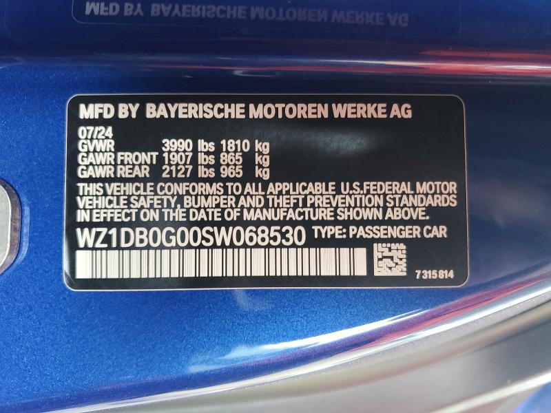 53346066 :رقم المزاد ، WZ1DB0G00SW068530 vin ، 2025 Toyota Gr Supra مزاد بيع