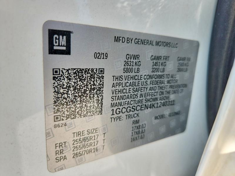 Продаж на аукціоні авто 2019 Chevrolet Colorado, vin: 1GCGSCEN4K1240311, номер лоту: 53236166