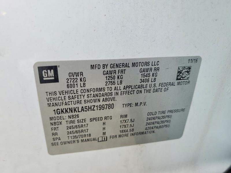 2017 Gmc Acadia მანქანა იყიდება აუქციონზე, vin: 1GKKNKLA5HZ199780, აუქციონის ნომერი: 53787796