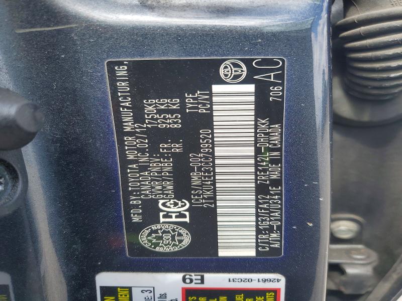 Aukcja sprzedaży 2012 Toyota Matrix, vin: 2T1KU4EE3CC799520, numer aukcji: 52554976