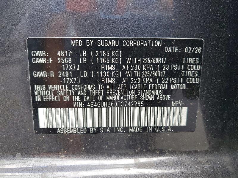 Aukcja sprzedaży 2026 Subaru Crosstrek, vin: 4S4GUHB60T3742285, numer aukcji: 54005216