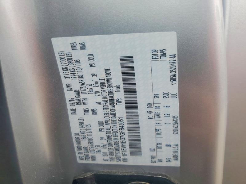Aukcja sprzedaży 2016 Ford F150, vin: 1FTEW1EG7GFB43051, numer aukcji: 52830486