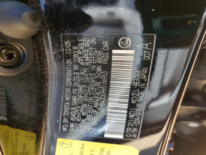 Продаж на аукціоні авто 2006 Lexus Es, vin: JTHBA30G965166953, номер лоту: 52239166