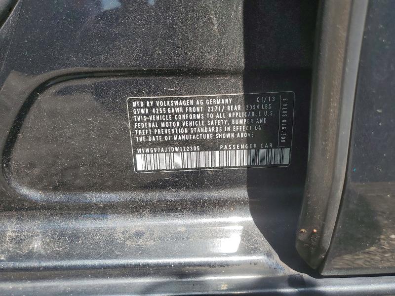 Aukcja sprzedaży 2013 Volkswagen Gti, vin: WVWGV7AJ1DW122305, numer aukcji: 52966286